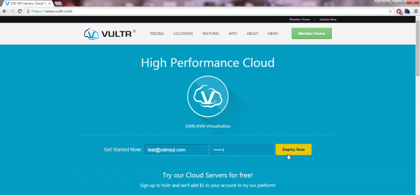 VULTR new user registration